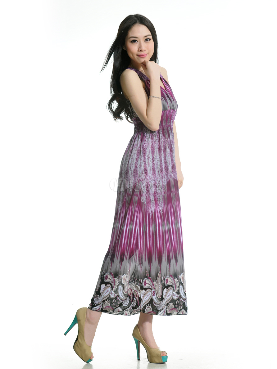 Casual-Purple-Floral-Print-Sleeveless-Spandex-Womens-Maxi-Dress-289468 ...