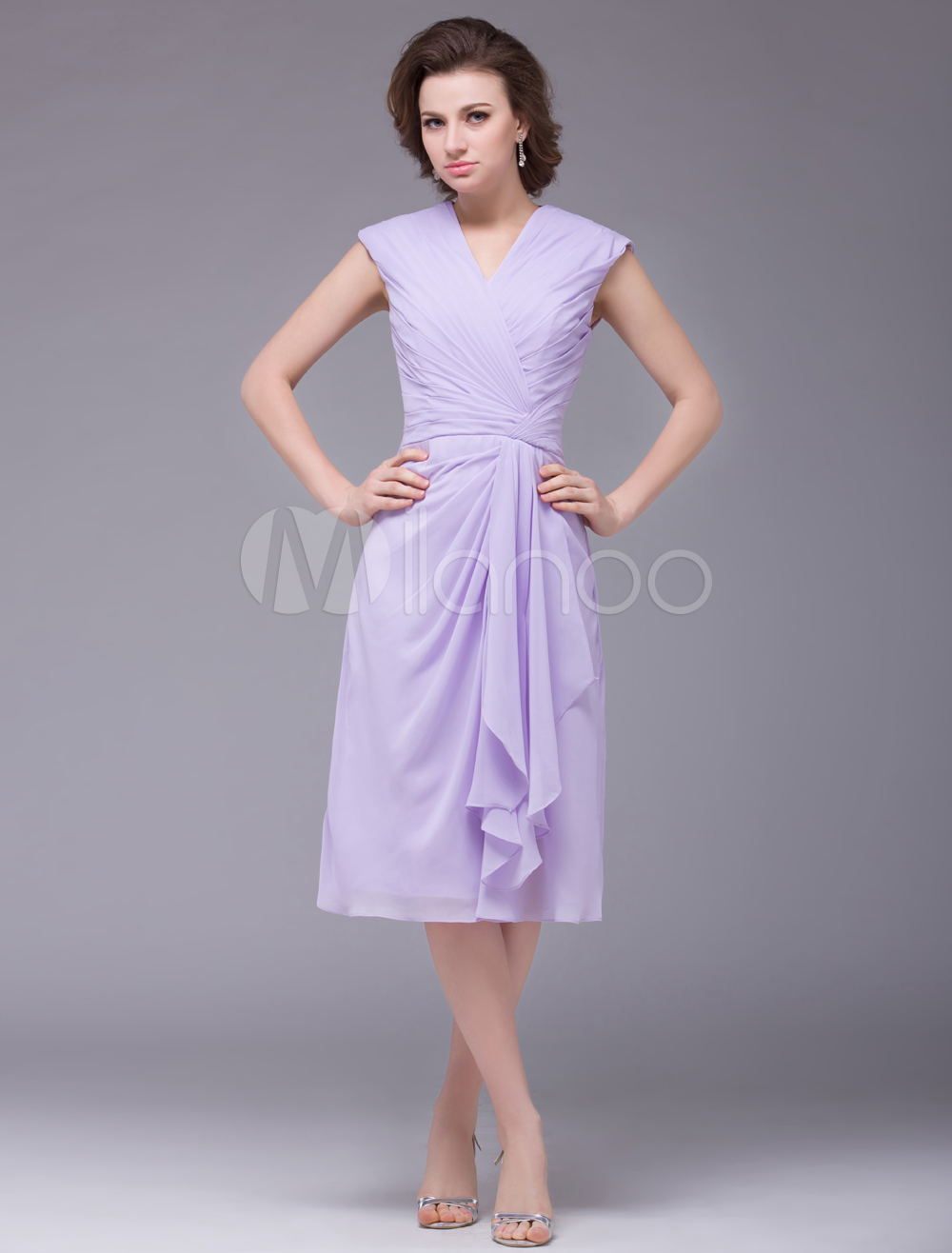Wedding Purple Mother Of The Bride Dresses light purple v neck ruched chiffon mother of the bride dress milanoo com
