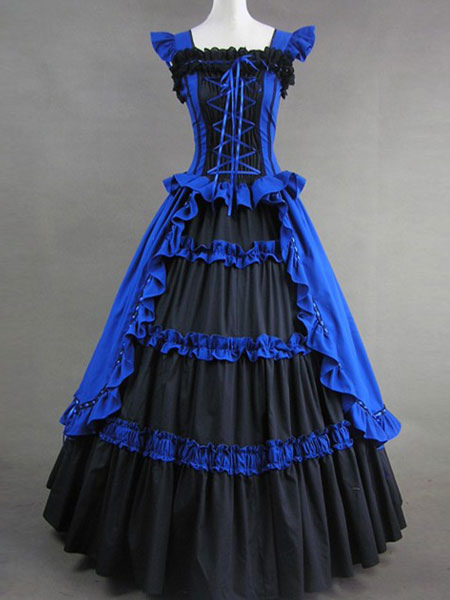 Gothic Lolita Renaissance Blue Long Dress steampunk buy now online