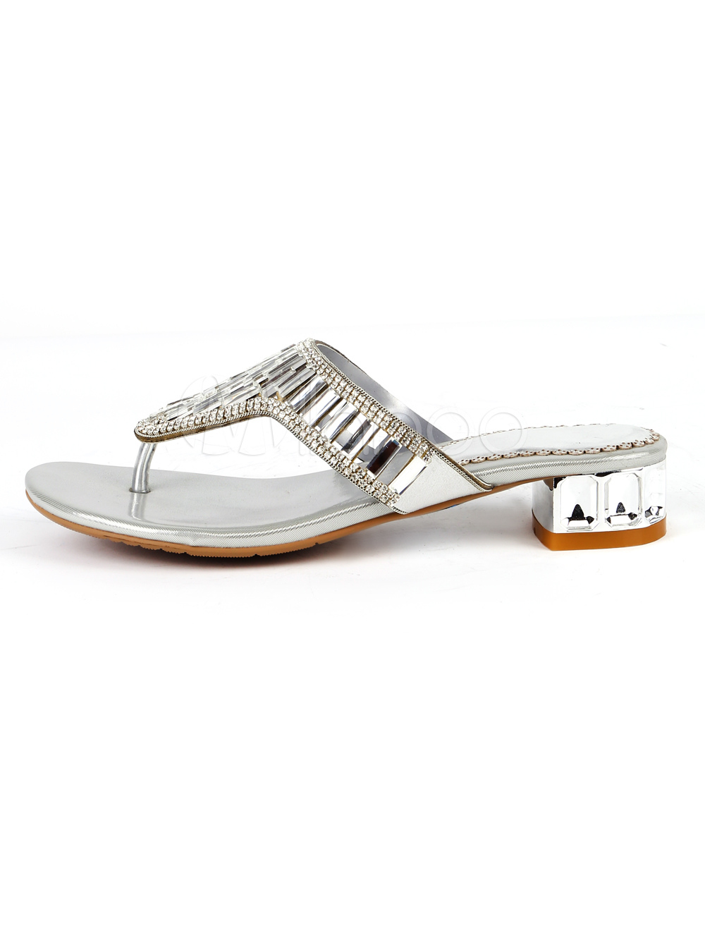 Sandales plates chic argentes ou d'or avec strass à talons ... Sandales plates chic argentes ou d'or avec strass à talons ...