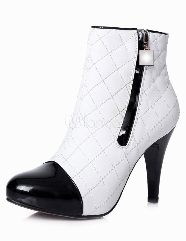 white pointed toe heel boots