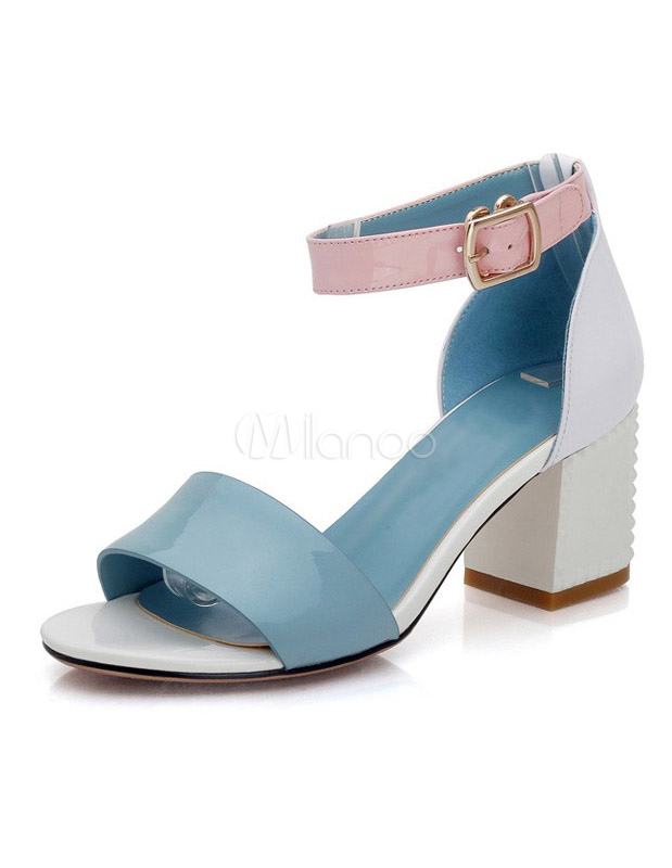 Chunky-Heel-Patent-Leather-Upper-Chic-Ladies-Dress-Sandals-462191 ...