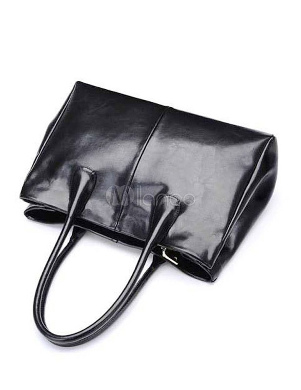 Borsetta nera in stile vintage di vernice orizzontale di pu con ... Borsetta nera in vernice