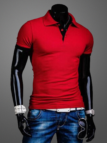 Red Cotton Men's Polo Shirt (Men\\'s Clothing Polo Shirts) photo