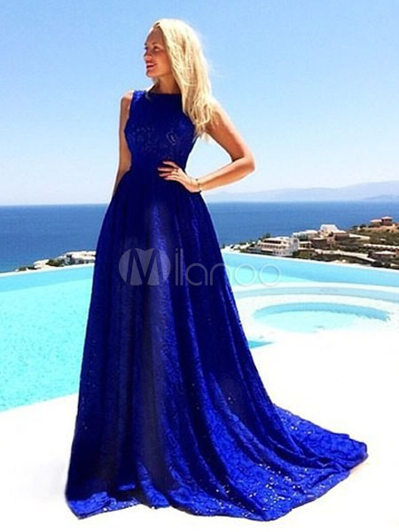 Chiffon Floor-length Dress Blue Beach Maxi Dress (Women\\'s Clothing Maxi Dresses) photo