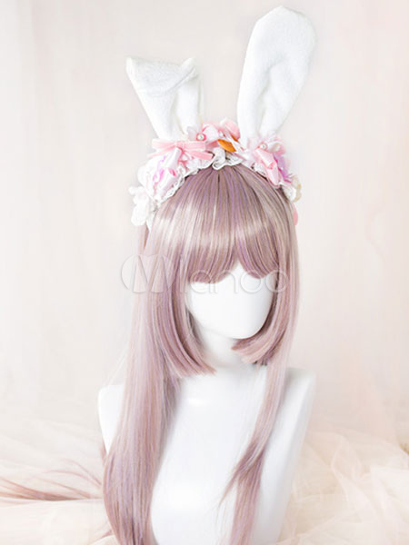 Sweet Lolita Headbands Cute Pink Bow Flower Lace Lolita Headband With ...
