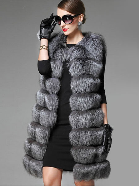 bijou gris de la fausse fourrure manteau femme sans bijou gris de la fausse fourrure manteau femme sans