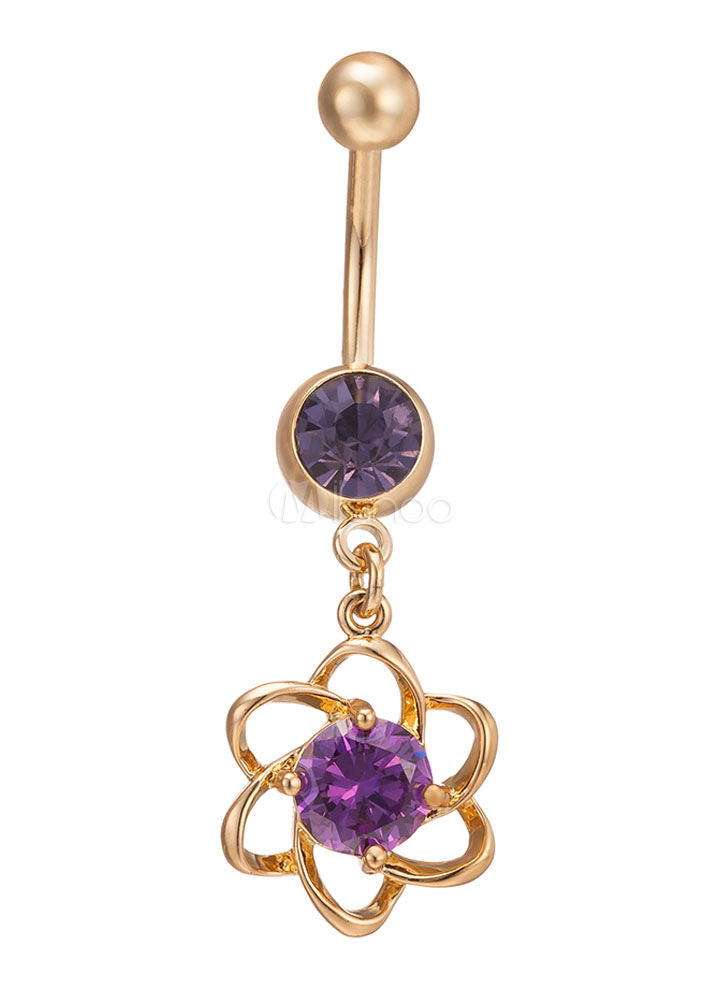Body Piercing Jewelry Copper Rhinestone Flower Pattern ...