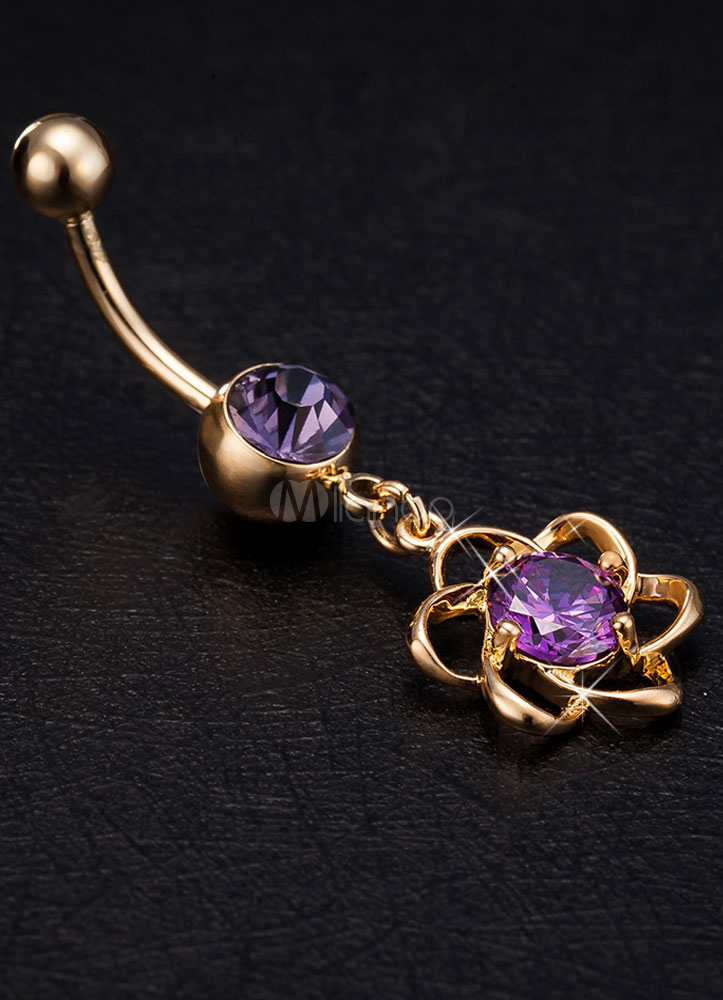Body Piercing Jewelry Copper Rhinestone Flower Pattern ...