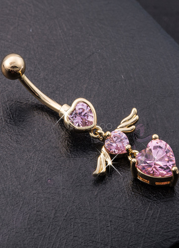Belly Button Rings Copper Rhinestone Heart Pattern Body ...