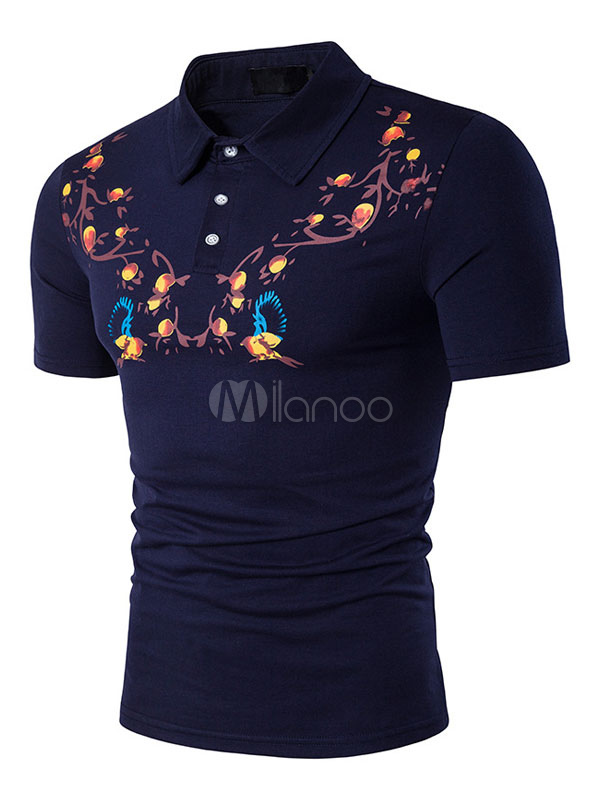 Black Polo Shirts Men's Printed Short Sleeve Summer T Shirts (Men\\'s Clothing) photo