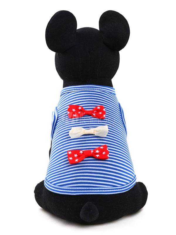 Blue Dog T Shirt Sailor Style Striped Bow Pet Clothes Halloween (Costumes) photo