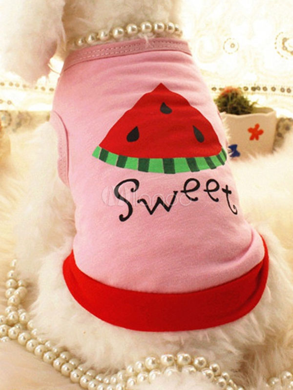 Pink Dog T Shirt Cotton Watermelon Printed Cute Pet Clothes Halloween (Costumes) photo