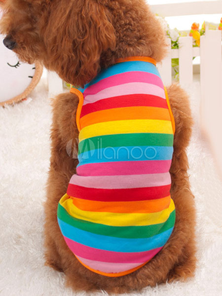 Multicolor Dog T Shirt Cotton Striped Two Leg Pet Clothes Halloween (Costumes) photo