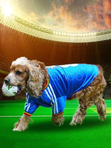 Blue Dog Clothes Sport T Shirt Printed Pet Clothing Halloween (Costumes Pet Clothes) photo