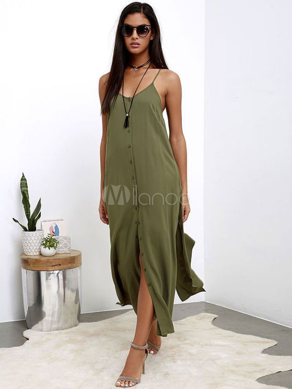 Boho Maxi Dress Hunter Green Sleeveless Spaghetti Straps Long Dresses For Women (Women\\'s Clothing Maxi Dresses) photo