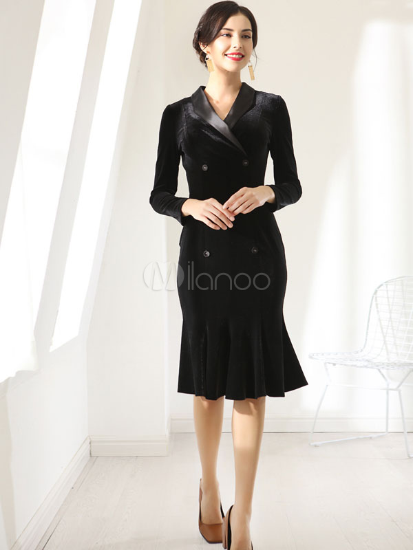 Velour Party Dress Long Sleeve Blazer 