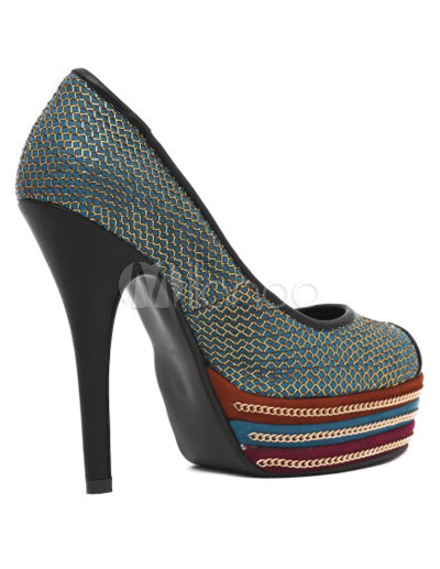Size Shoes  Women on Metal Mesh 5 3 10   High Heel Peep Toe Shoes For Women   Milanoo Com