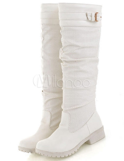 Brown Fashion Riding Boots on Milanoo Fashion Brown Pu 2 2 5    Heel Womens Knee High Boots Review