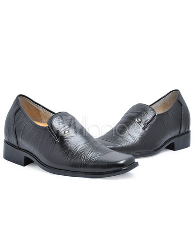 Elevator Shoes   on Black Cow Leather Pvc Sole Men S Elevator Shoes   Milanoo Com