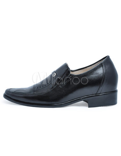 Elevator Shoes   on Black Cow Leather Pvc Sole Men S Elevator Shoes   Milanoo Com