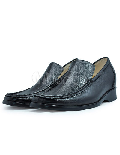 Elevator Shoes   on Trendy Black Cow Leather Pvc Sole Men S Elevator Shoes   Milanoo Com