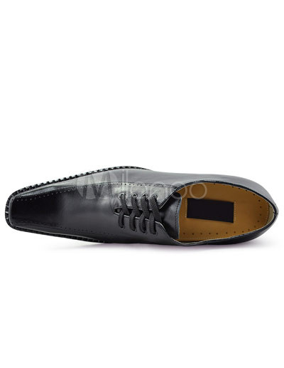 Elevator Shoes on Black Front Tie Rubber Cowhide Men S Elevator Shoes Milanoo Com