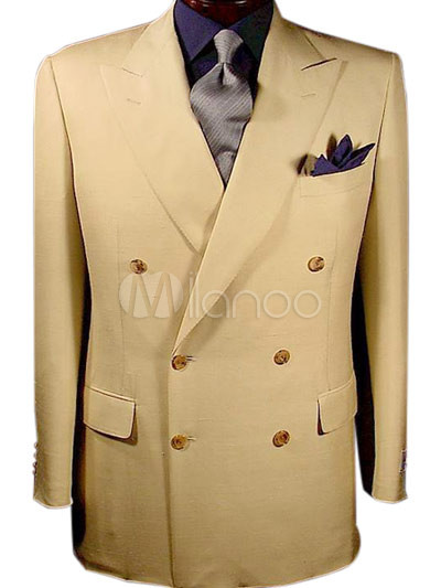 Fashion Apricot Terylene Double Breasted Men's Tuxedo