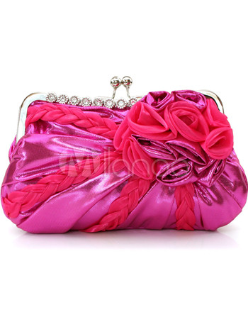 Gorgeous Flower Silk Rhinestone Bridal Purse