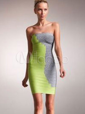 Sexy Green Strapless Womens Bandage Party Dress