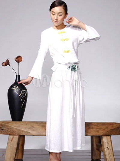 Fabulous White Long Sleeves Womens Yoga Clothing