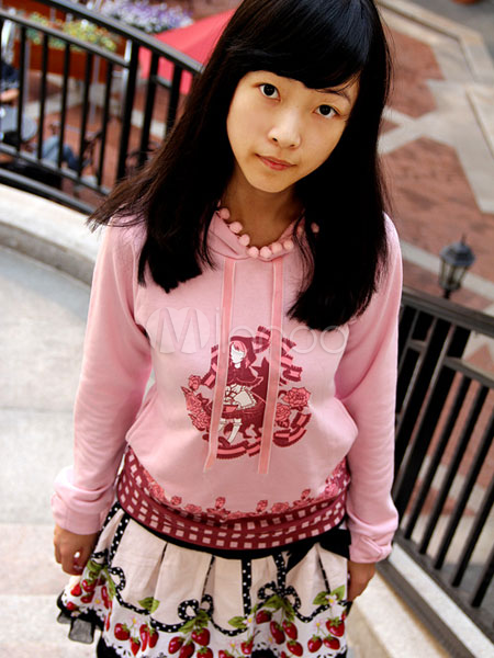 Pink Long Sleeves Hoodie Cotton Lolita Outwear
