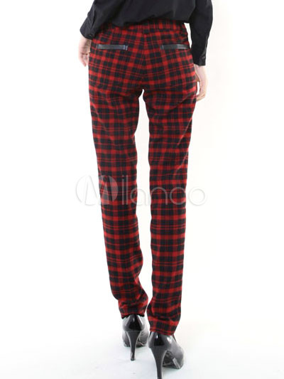 red and black plaid women's pants