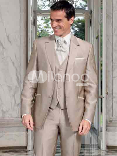 Brown Lapel Satin Groom Wedding Tuxedo