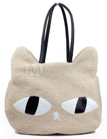 Cute Big Eyes Cat Faux-Fur Womens Tote