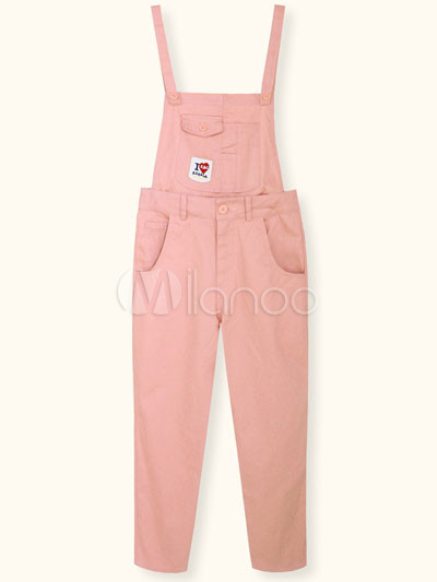 Pink Lovely Embroidery Cotton Womens Jump Suit