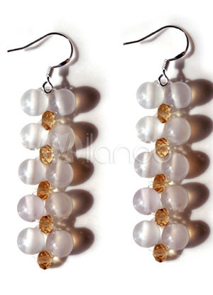 Fabulous White Agate Titanium Steel Gemstone Earrings