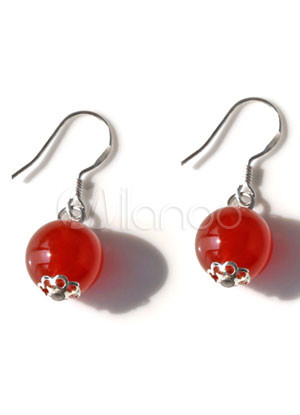 Red Simple Fashion Agate Titanium Steel Gemstone Earrings