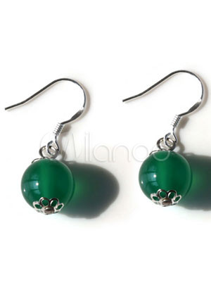 Green Simple Fashion Agate Titanium Steel Gemstone Earrings