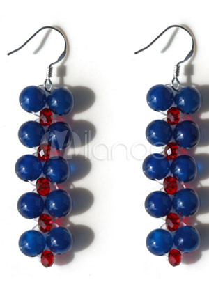 Fabulous Blue Agate Titanium Steel Gemstone Earrings