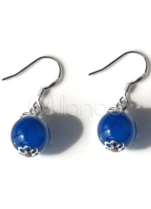 Blue Simple Fashion Agate Titanium Steel Gemstone Earrings