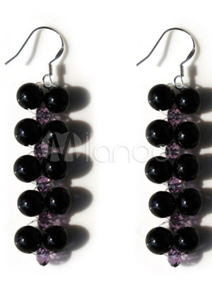 Fabulous Black Agate Titanium Steel Gemstone Earrings
