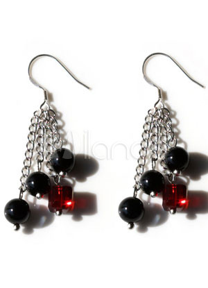 Black Agate Titanium Steel Gemstone Earrings