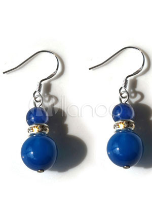 Blue Double Agates Titanium Steel Gemstone Earrings