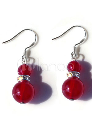 Fuchsia Double Agates Titanium Steel Gemstone Earrings