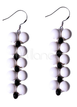 Gorgeous White Agates Titanium Steel Gemstone Earrings