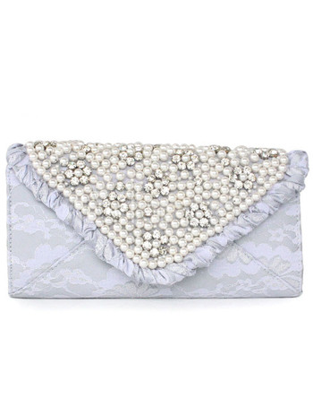 Beading Lace Rhinestone Horizontal Shape Clutch Bag