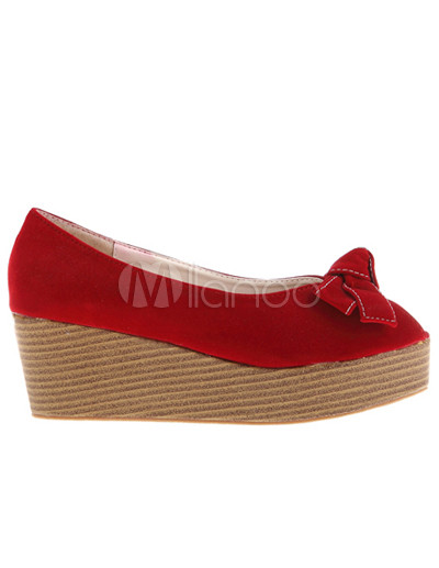 Stockings Peep on Sweet Bow Decoration Flannel Fabric Peep Toe Women S Platform Shoes
