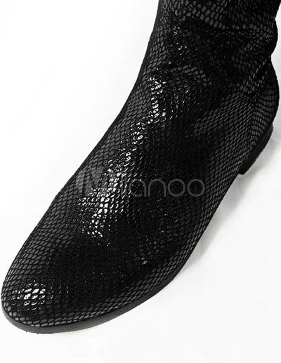 Womens Fashion Boots Knee on Zipper Glitter Fish Print Pu Womens Over The Knee Boots Milanoo Com