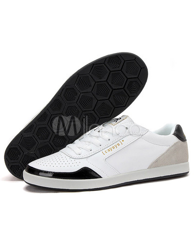 Athletic Shoes on Cowhide Lace Up Round Toe Men S Athletic Shoes   Milanoo Com